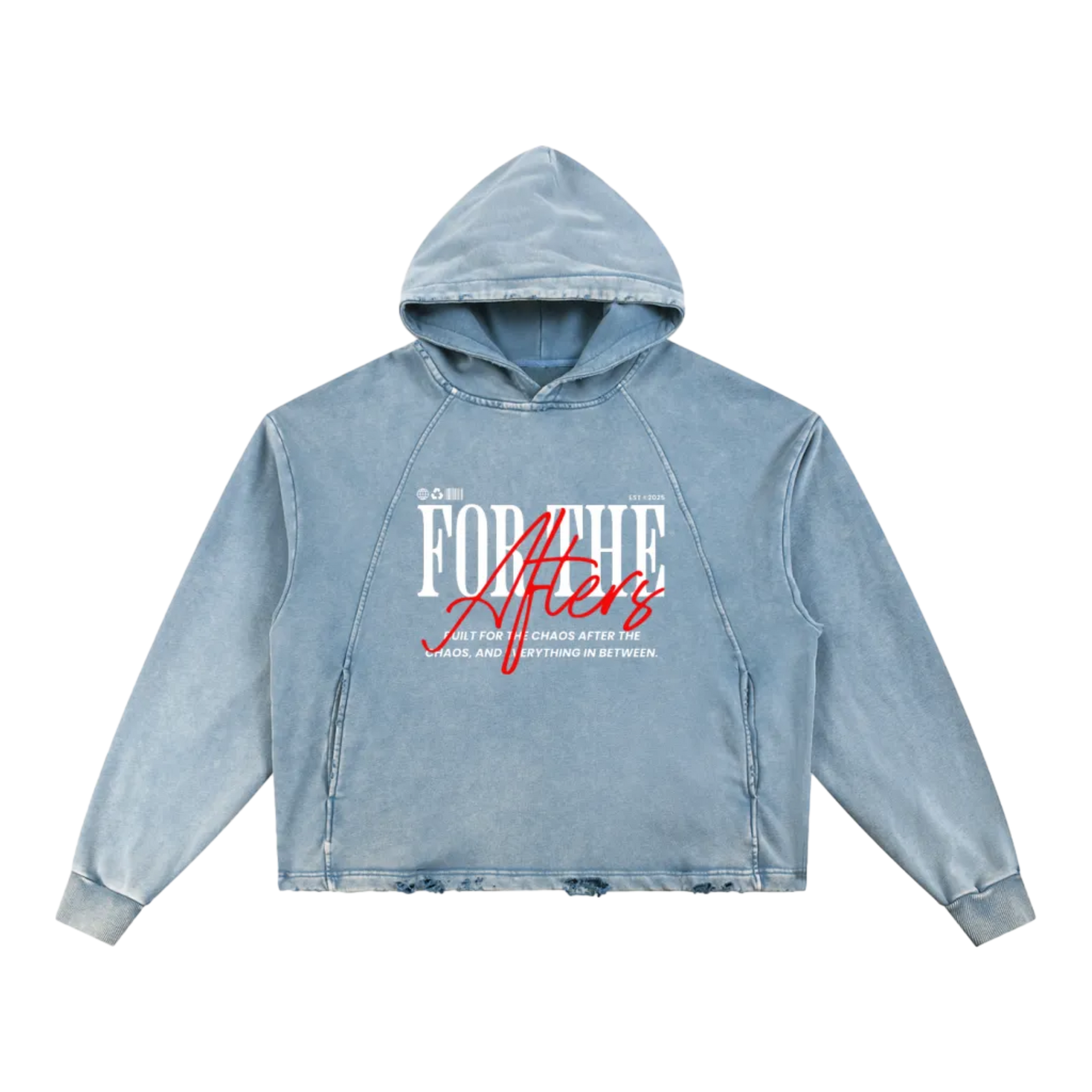 For the Afters | Vintage Washed Frayed-Hem Hoodie