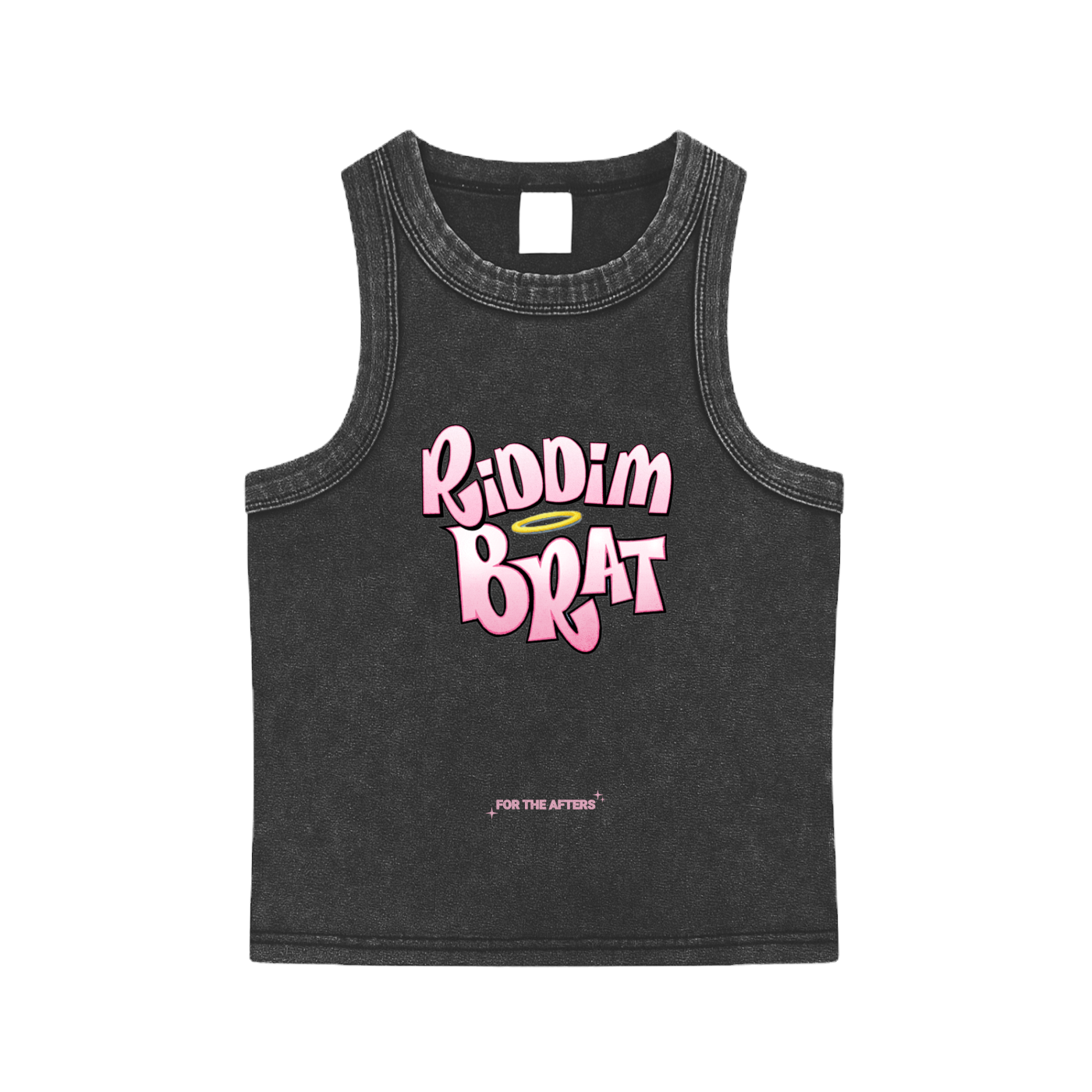 Bratz Riddim Angel - Snow Washed Fitted Crop Bodycon Tank Top