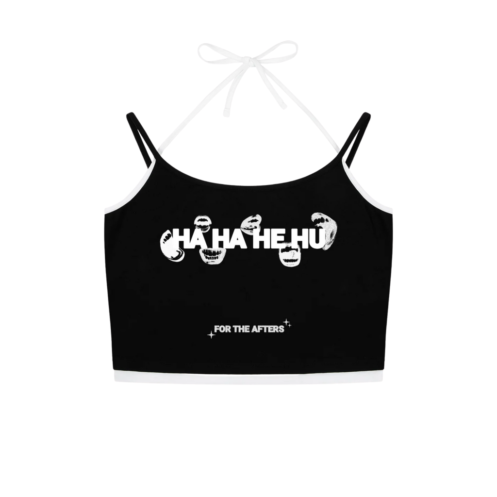 Ha Ha He Hu | Contrast Binding Halter Tank Top