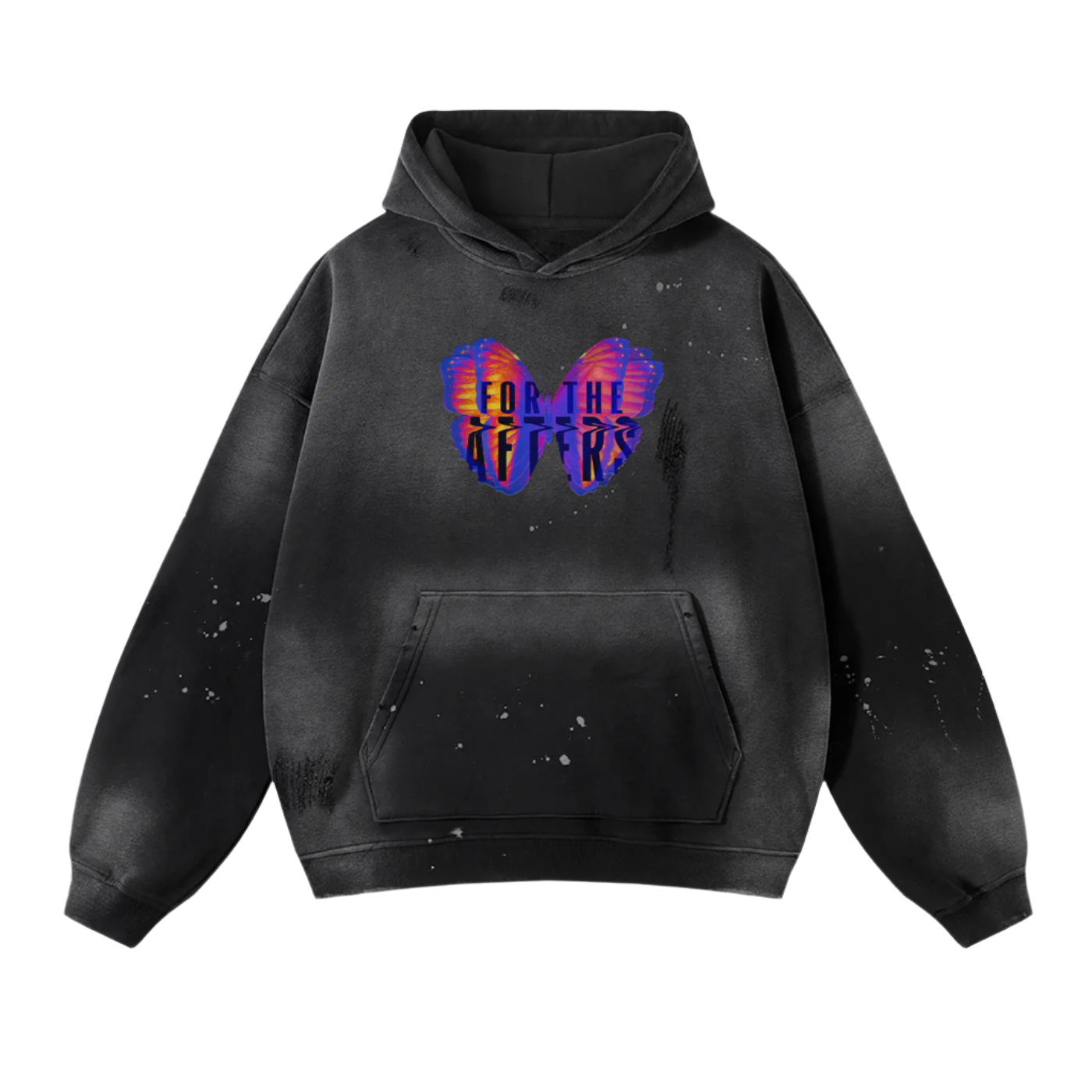 This is For the Afters | Vintage Wash Frayed Fleece Hoodie (Black)