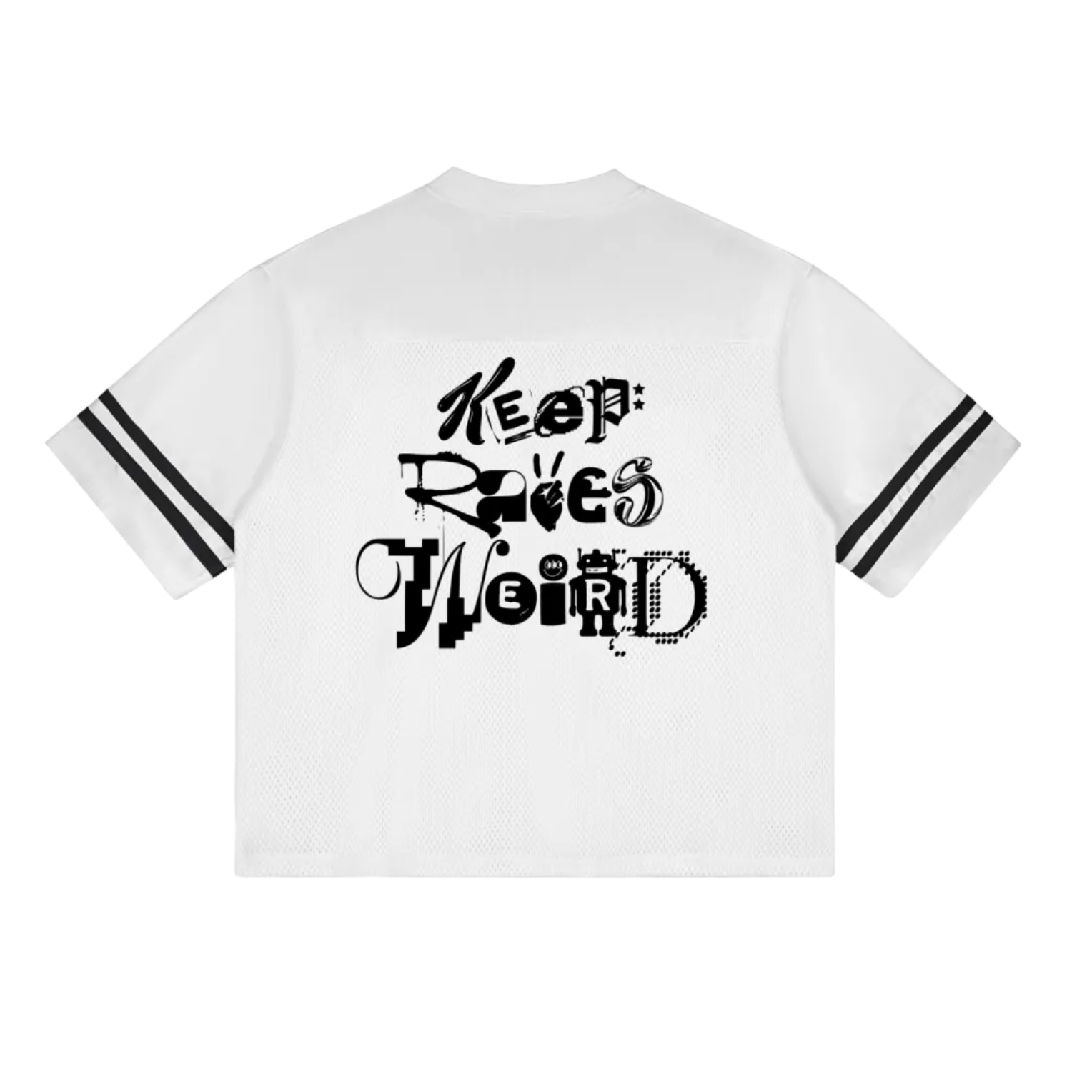Keep Raves Weird | Taped Mesh T-Shirt (White)