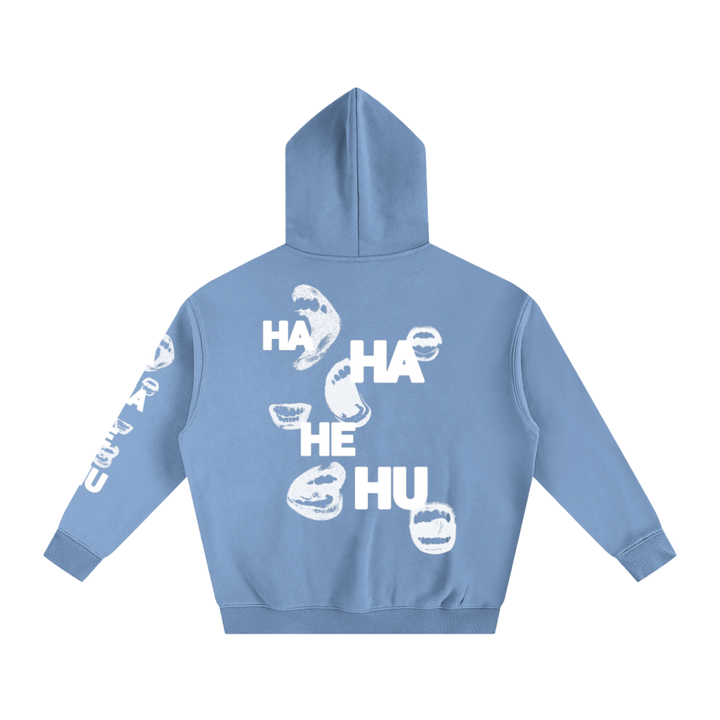 Ha Ha He Hoodie | Hoodie oversize en polaire imprimé sur la manche