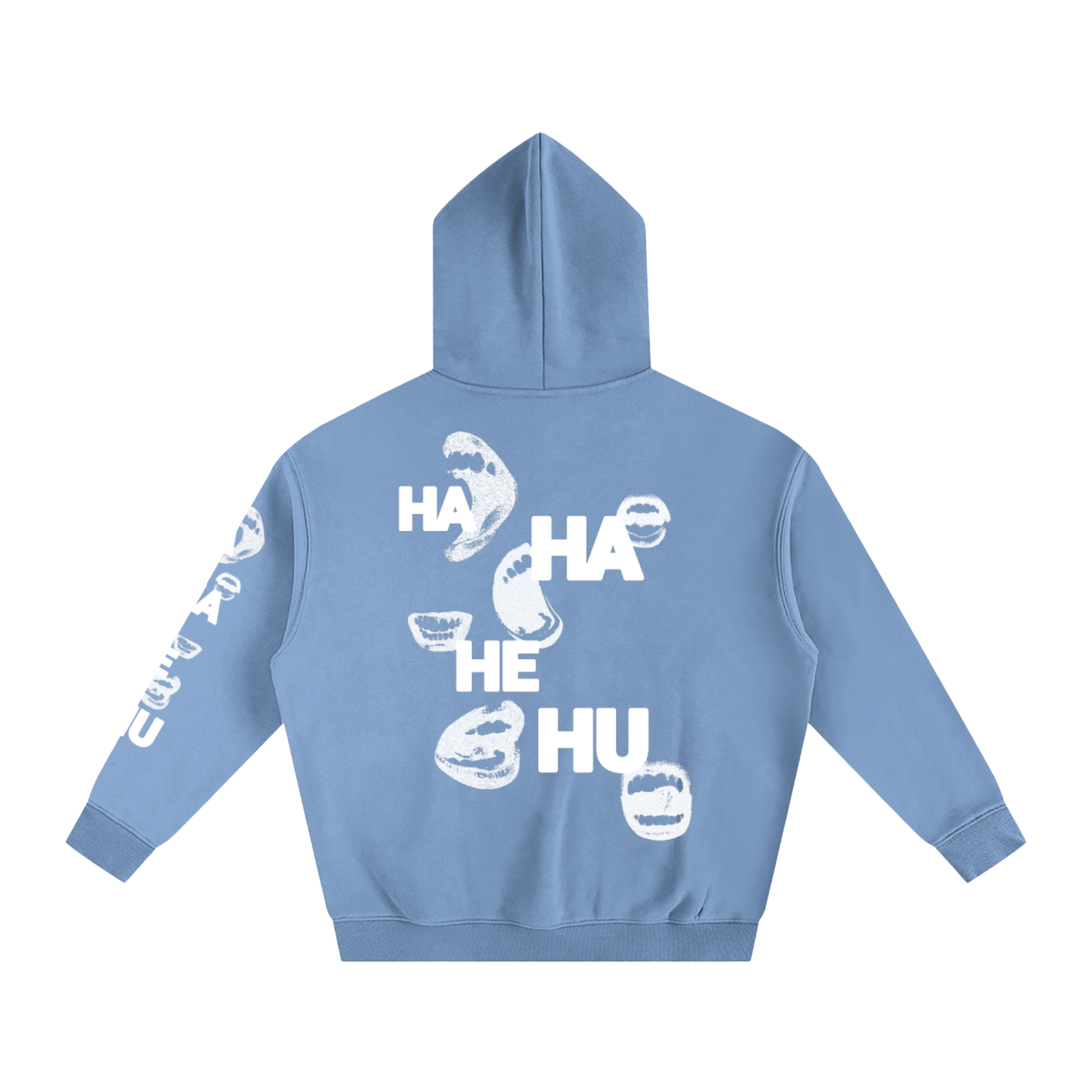 Ha Ha He Hoodie | Oversized Fleece Sleeve Print Hoodie