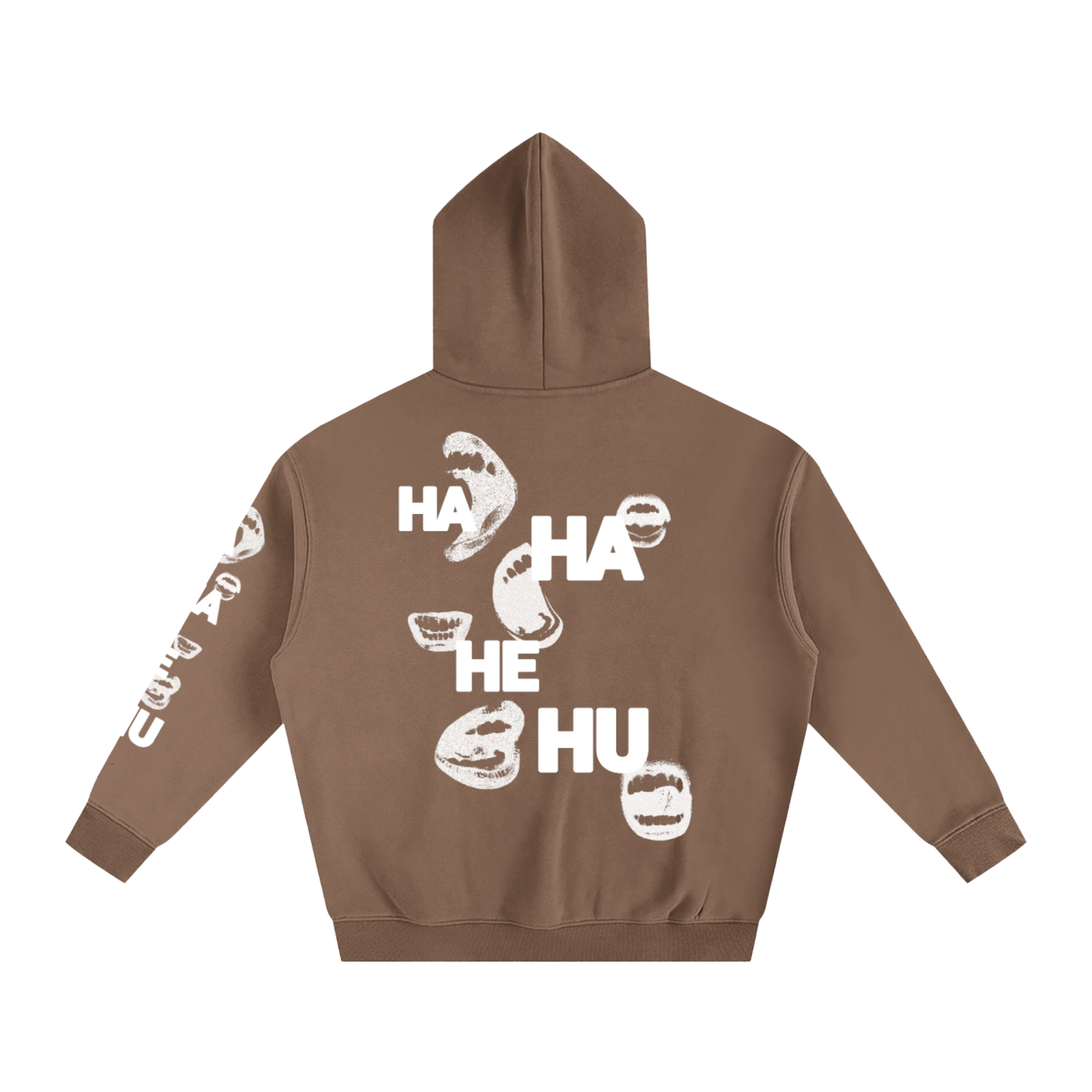 Ha Ha He Hoodie | Oversized Fleece Sleeve Print Hoodie