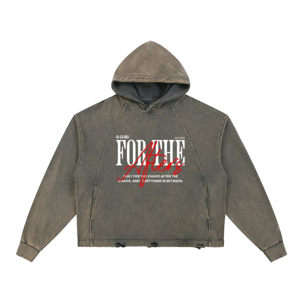 For the Afters | Vintage Washed Frayed-Hem Hoodie