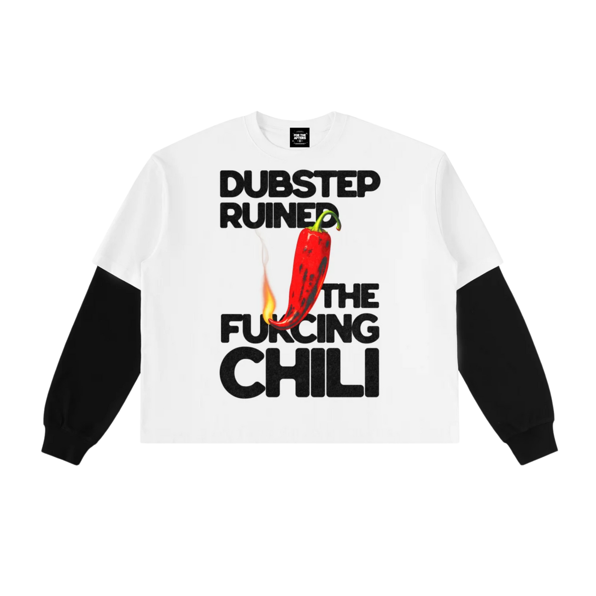 Burnt Chili | Layered Contrast Long Sleeve Cotton T-Shirt