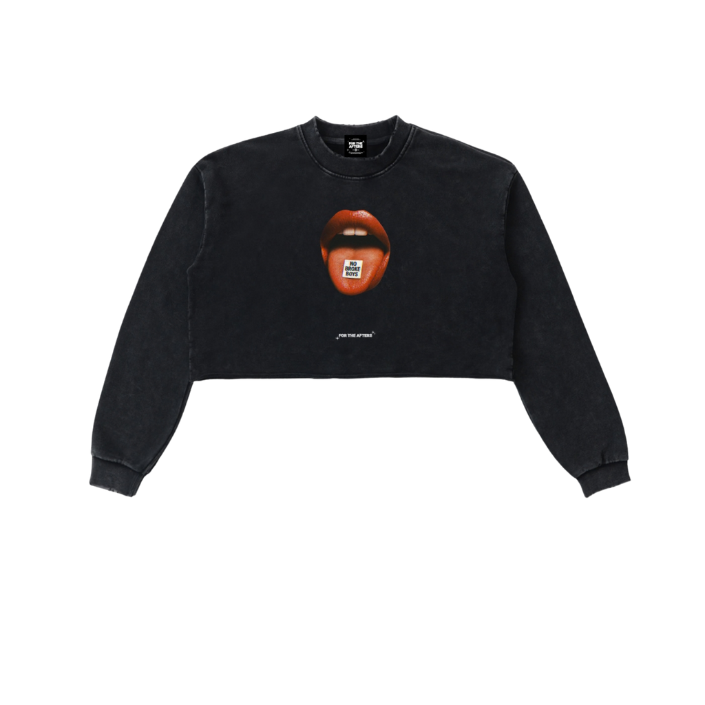 No Broke Boys | Sweat-shirt court à bord brut délavé