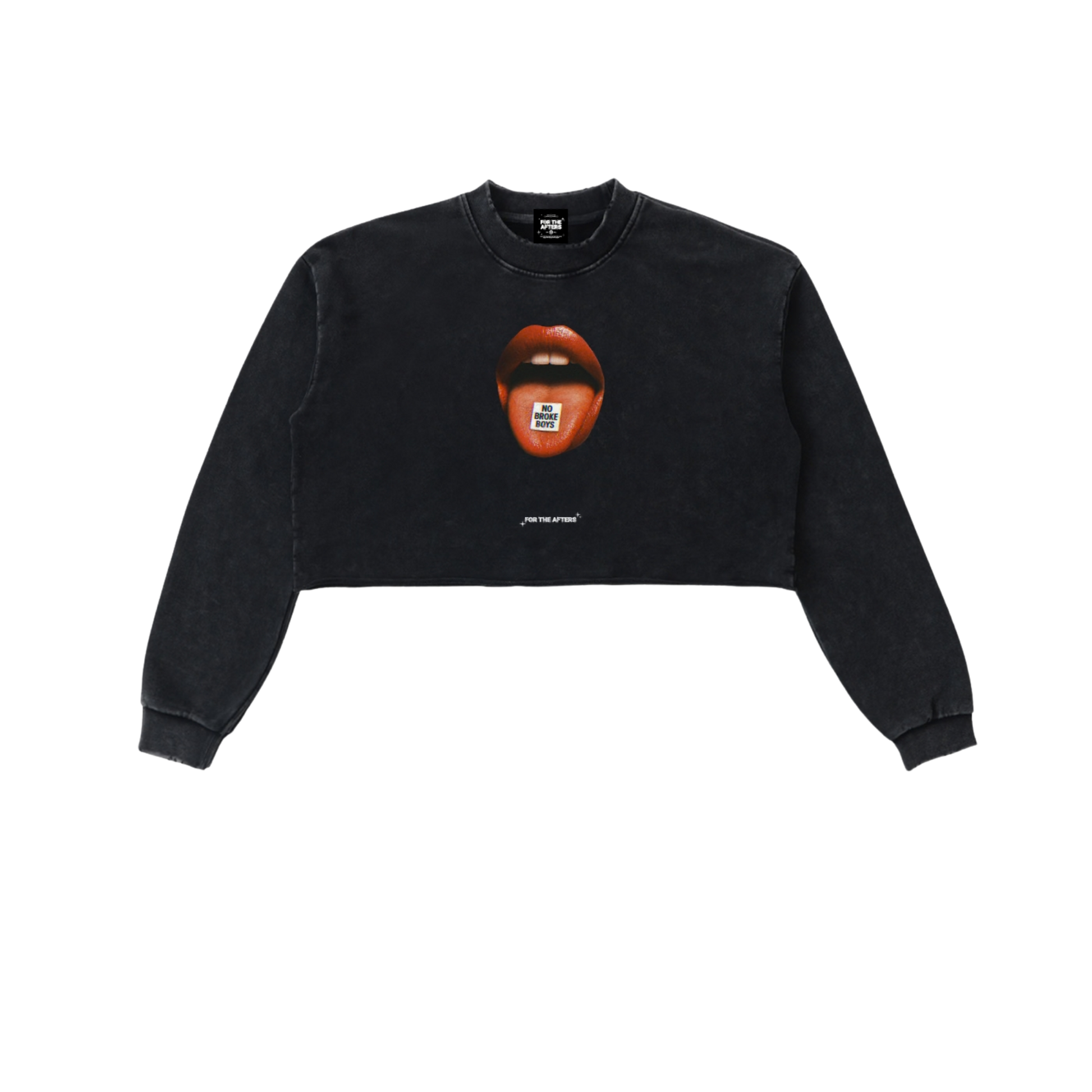 No Broke Boys | Sweat-shirt court à bord brut délavé