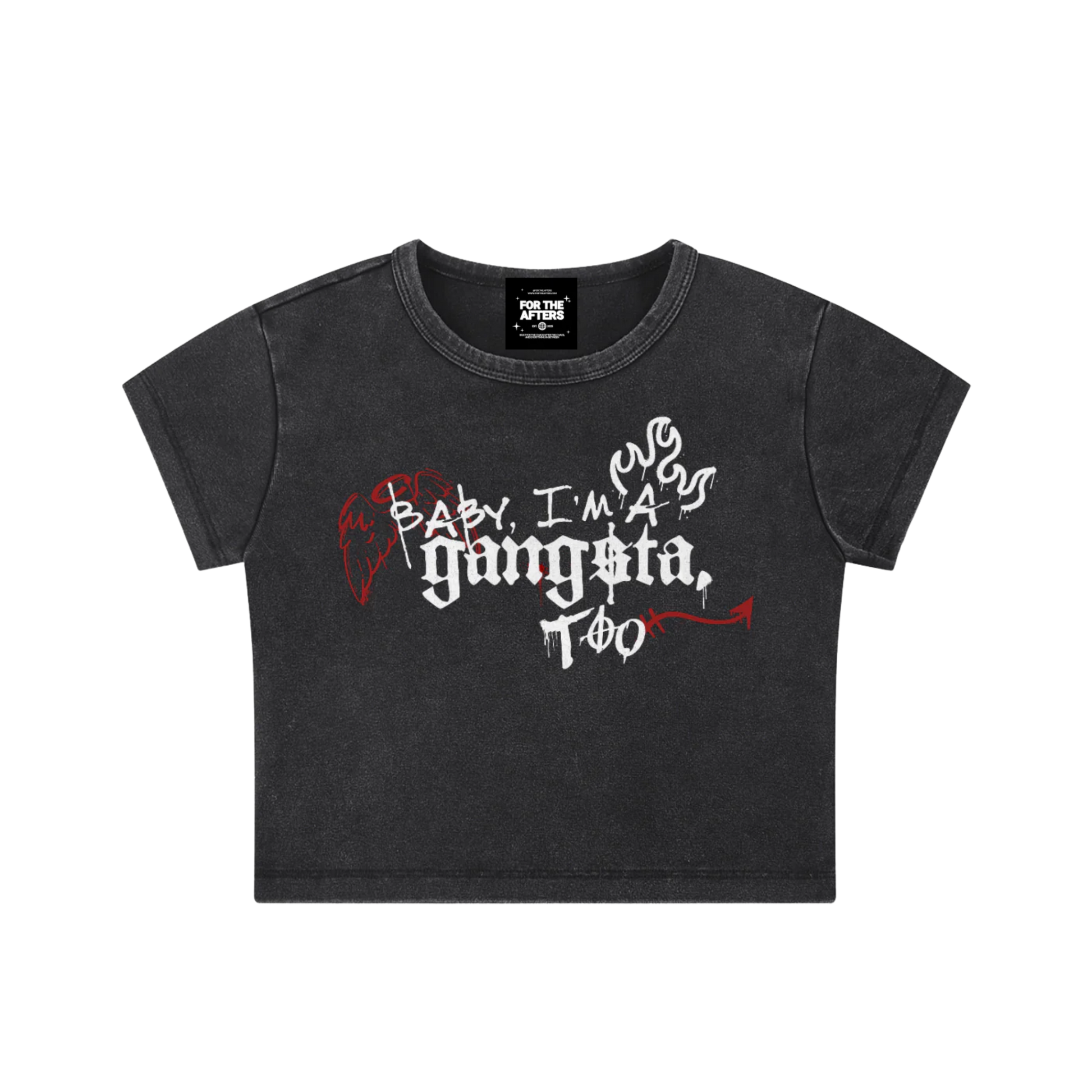 Gangsta Who? | Acid Wash Crop Top Baby Tee