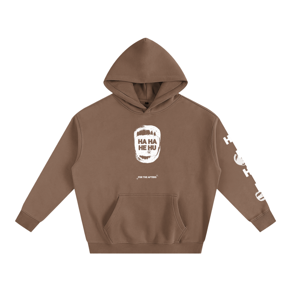 Ha Ha He Hoodie | Hoodie oversize en polaire imprimé sur la manche