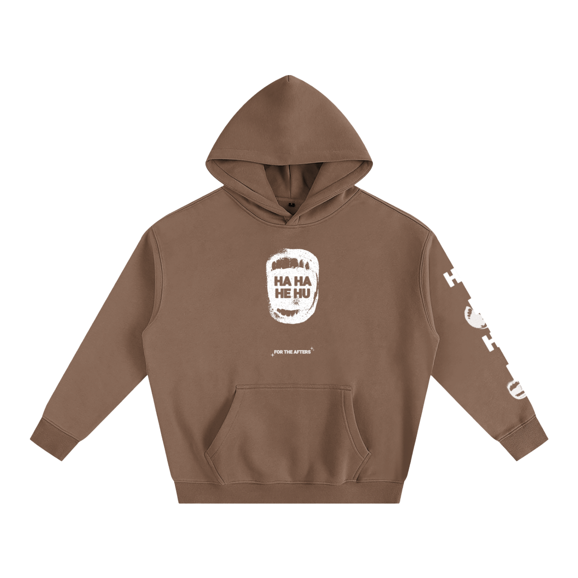 Ha Ha He Hoodie | Oversized Fleece Sleeve Print Hoodie