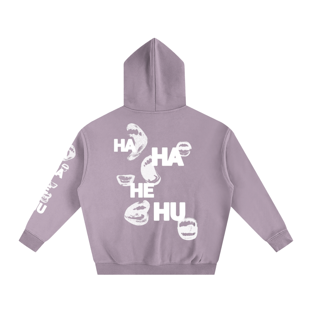 Ha Ha He Hoodie | Hoodie oversize en polaire imprimé sur la manche