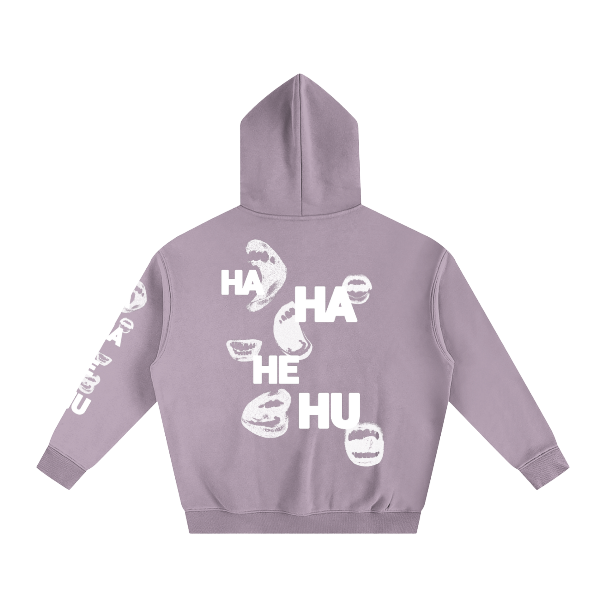 Ha Ha He Hoodie | Oversized Fleece Sleeve Print Hoodie