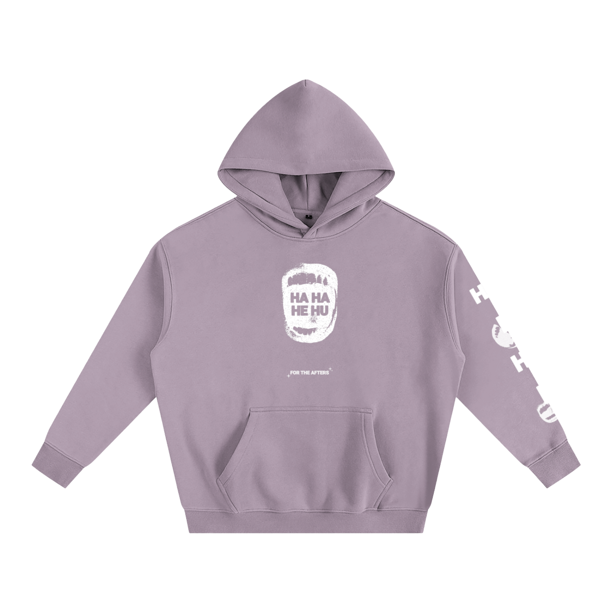 Ha Ha He Hoodie | Oversized Fleece Sleeve Print Hoodie