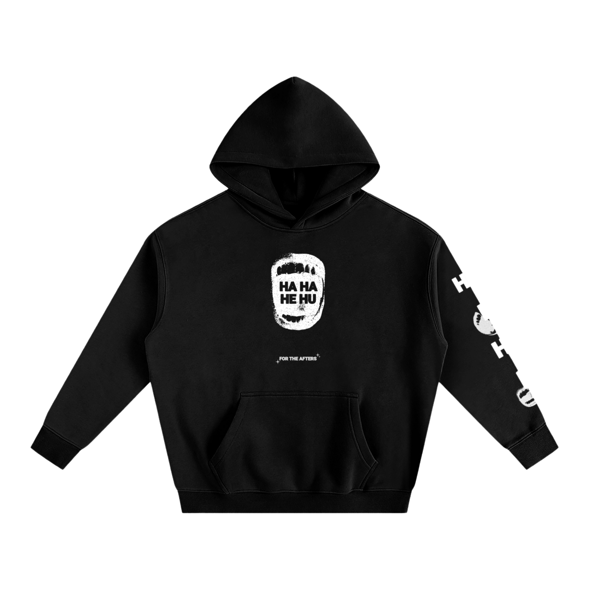 Ha Ha He Hoodie | Oversized Fleece Sleeve Print Hoodie