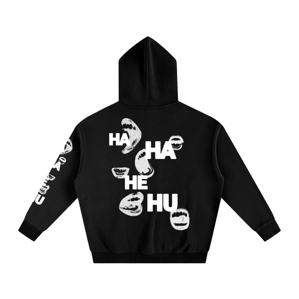 Ha Ha He Hoodie | Hoodie oversize en polaire imprimé sur la manche