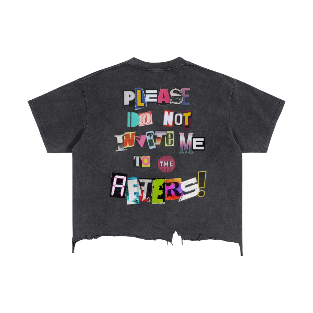 Ne m'invitez pas ! (À moins que...) | T-shirt Boxy à Ourlet Effiloché Effet Vieilli