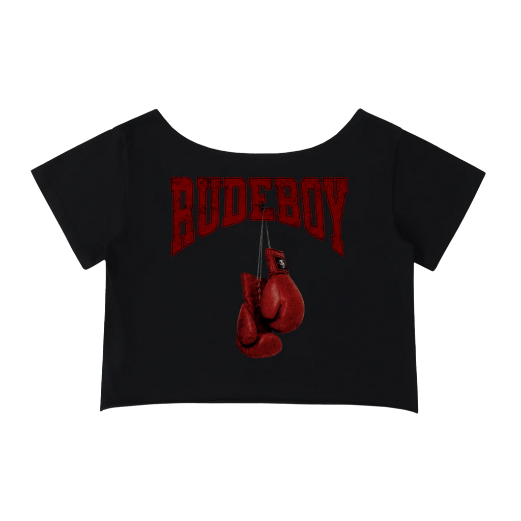 Rocky Rudeboy | Off-Shoulder Rolled Hem Crop Top