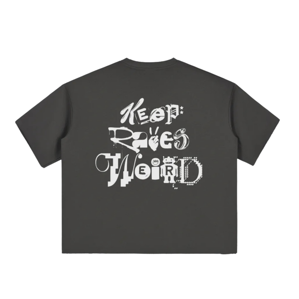 Keep Raves Weird | Boxy Half-Sleeve Raw-Edge T-Shirt