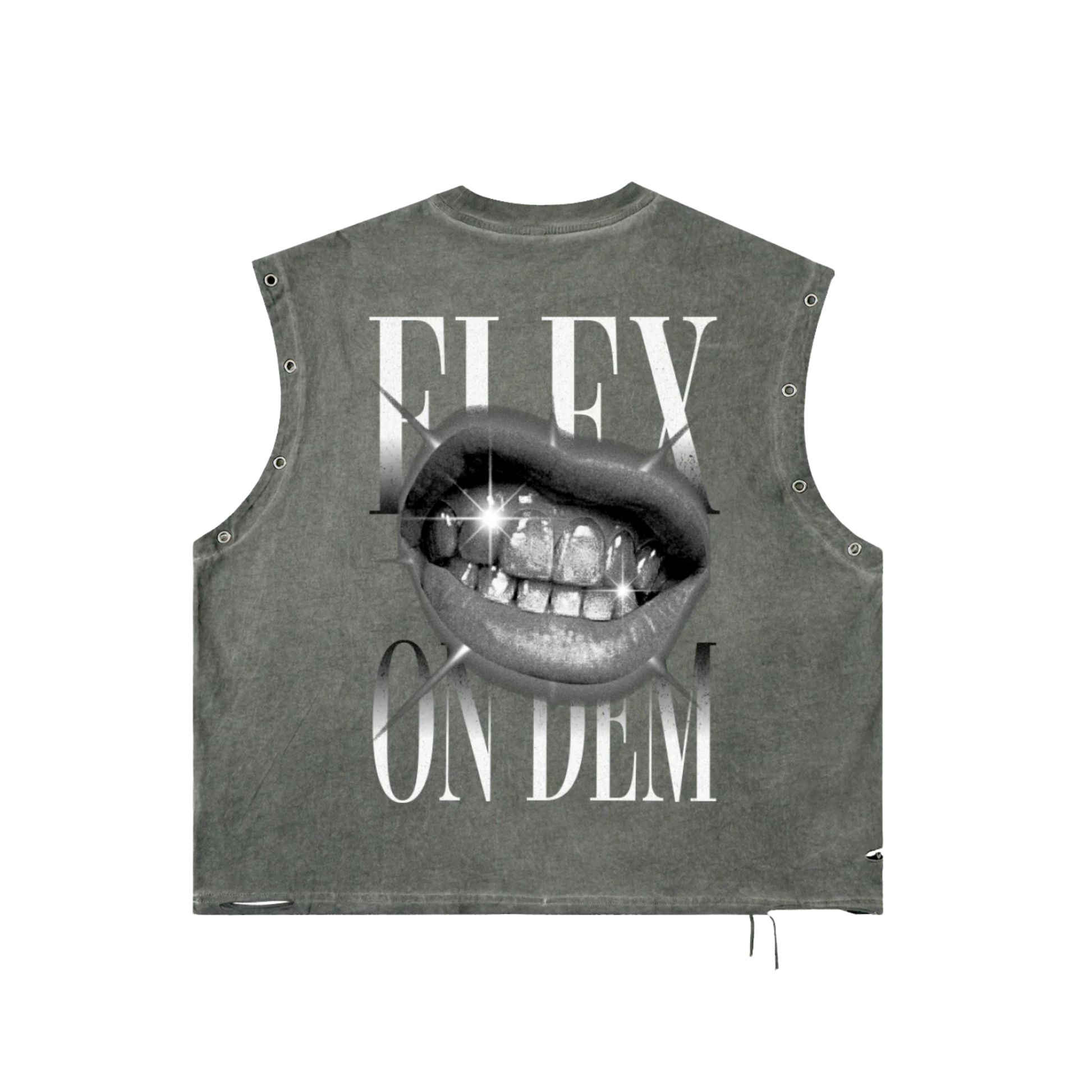 139 Flex on Dem | Distressed Grommet Eyelet Tank Top