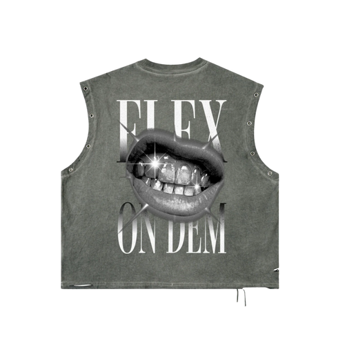 139 Flex on Dem | Distressed Grommet Eyelet Tank Top