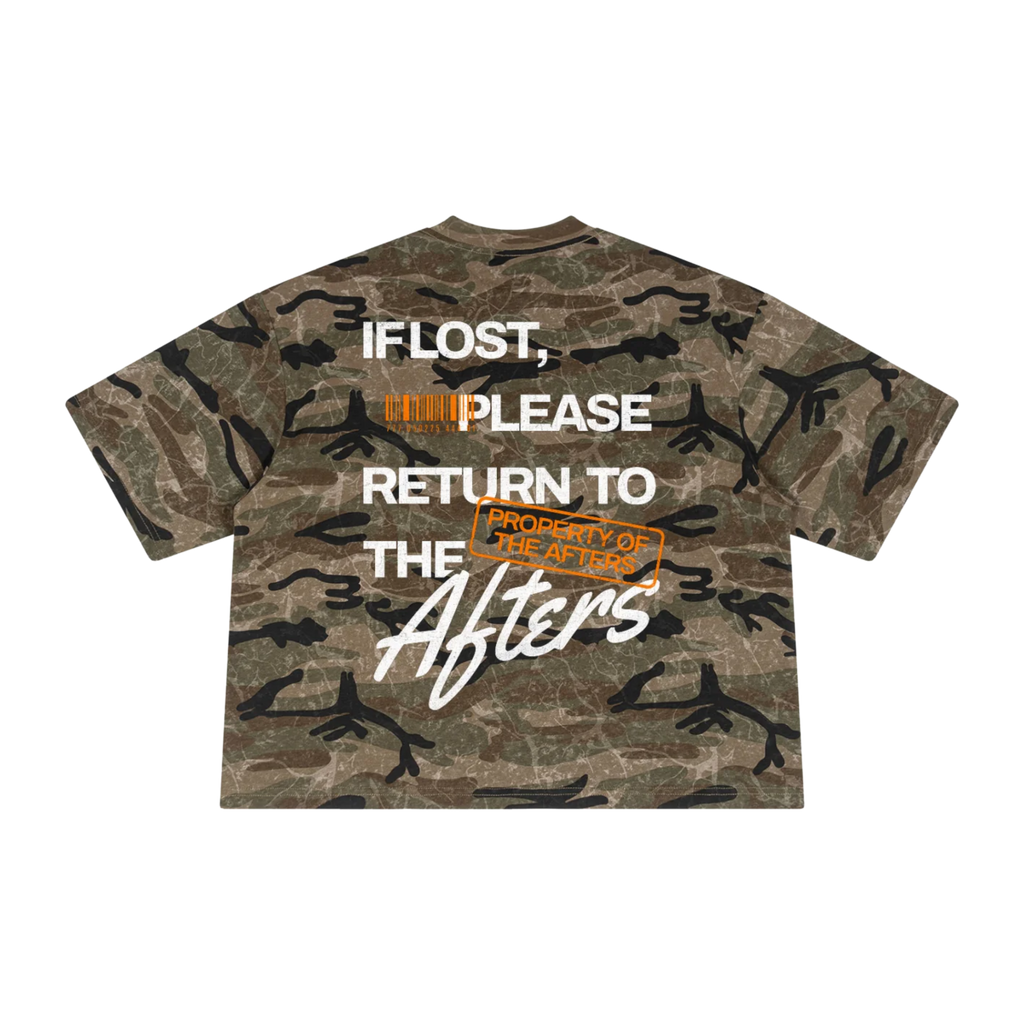 Return to Afters | Unisex Boxy Camo Print T-Shirt