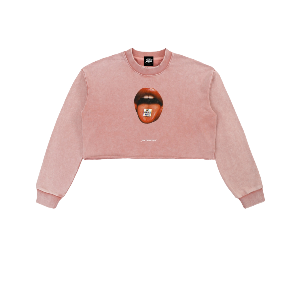 No Broke Boys | Sweat-shirt court à bord brut délavé