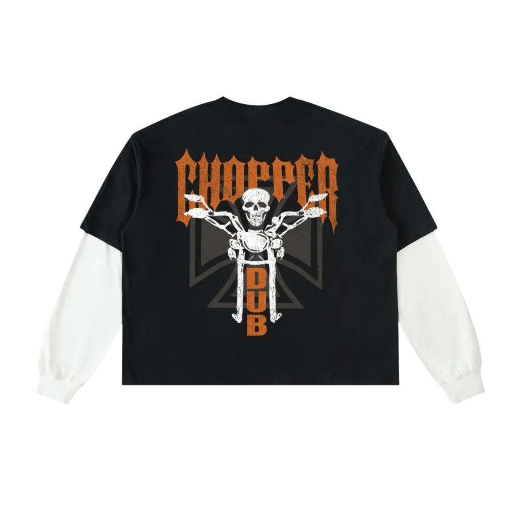 T-shirt en coton à manches contrastantes superposées Chopper Dub