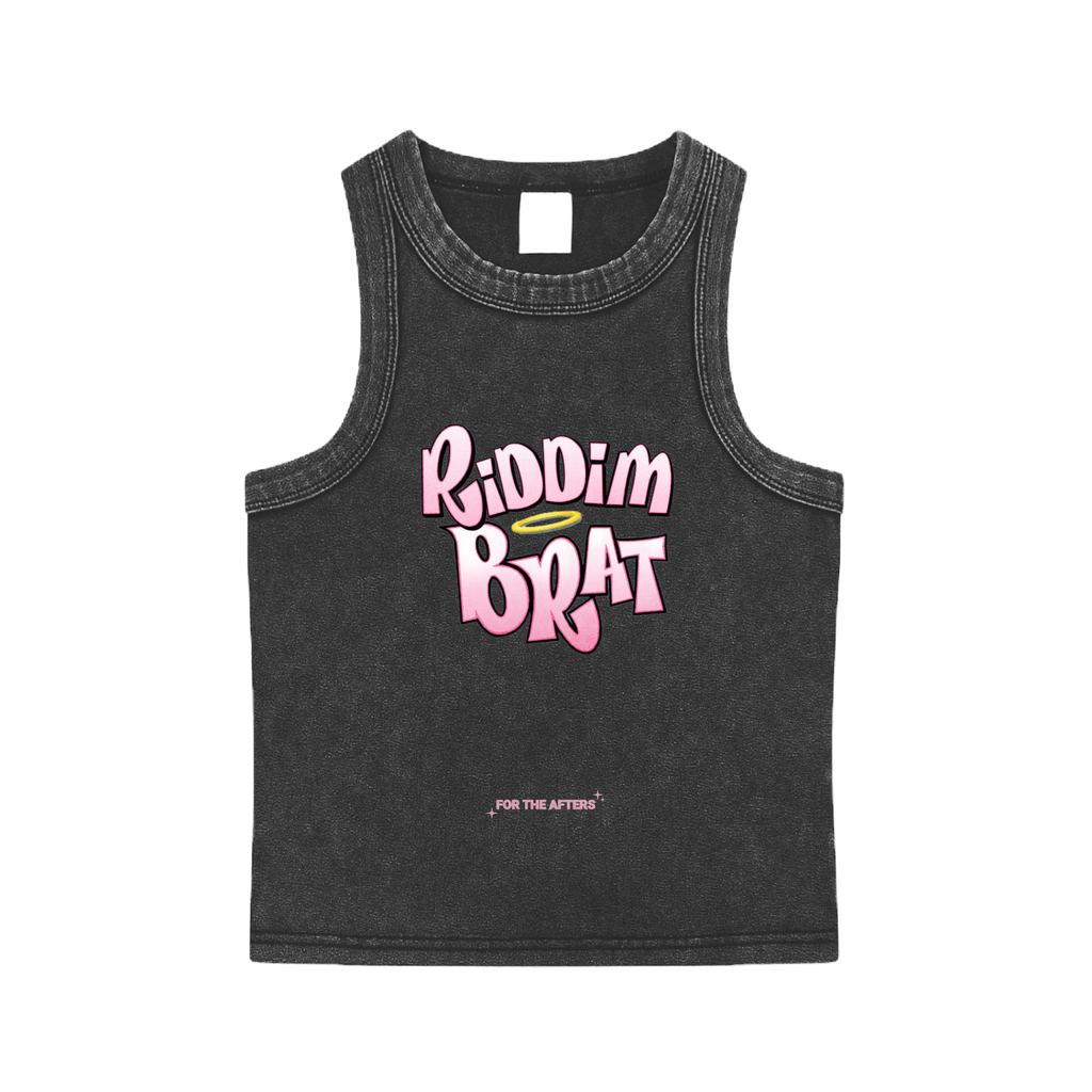 Bratz Riddim Angel - Snow Washed Fitted Crop Bodycon Tank Top