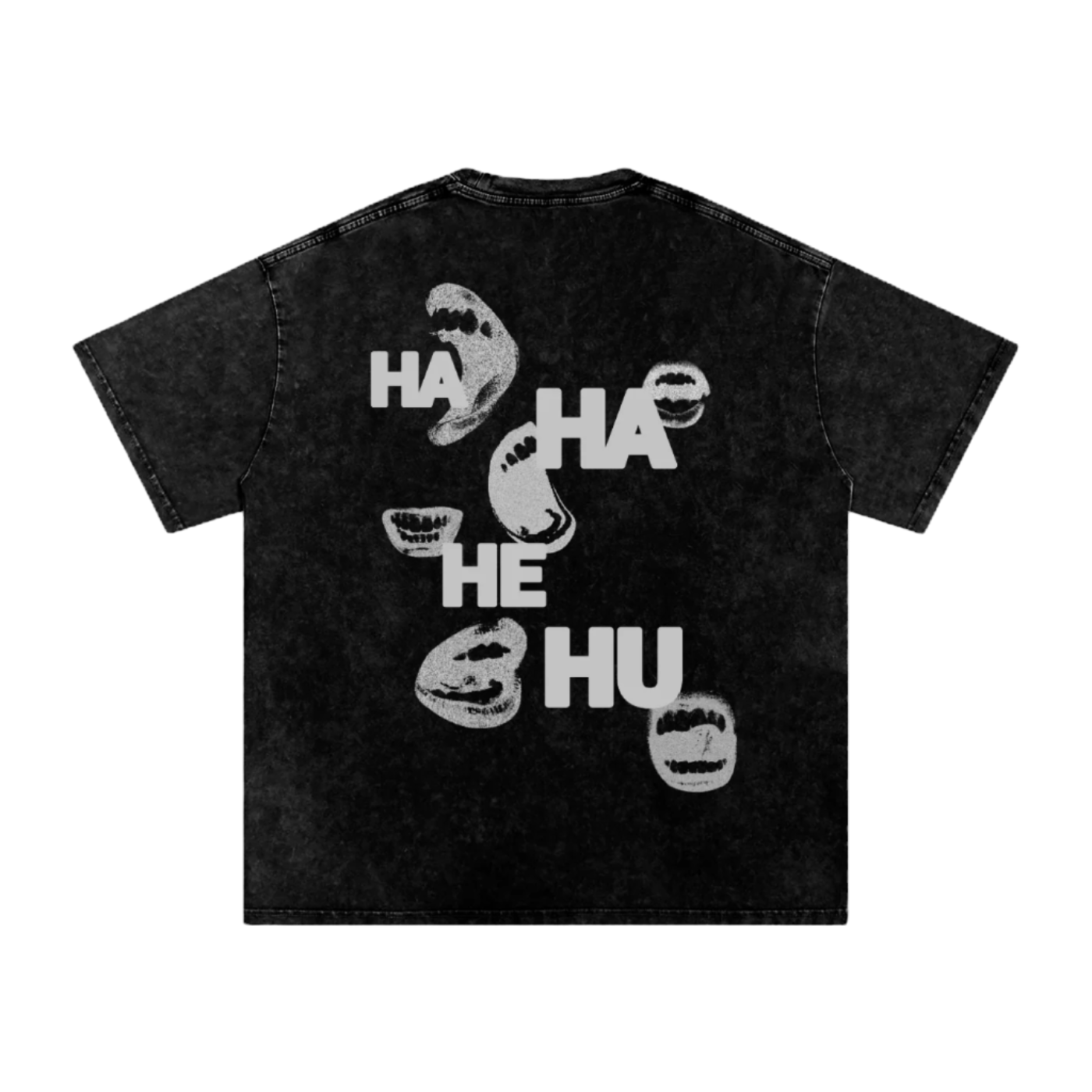 HA HA HE HU - Acid Wash Oversized T-Shirt (Black)