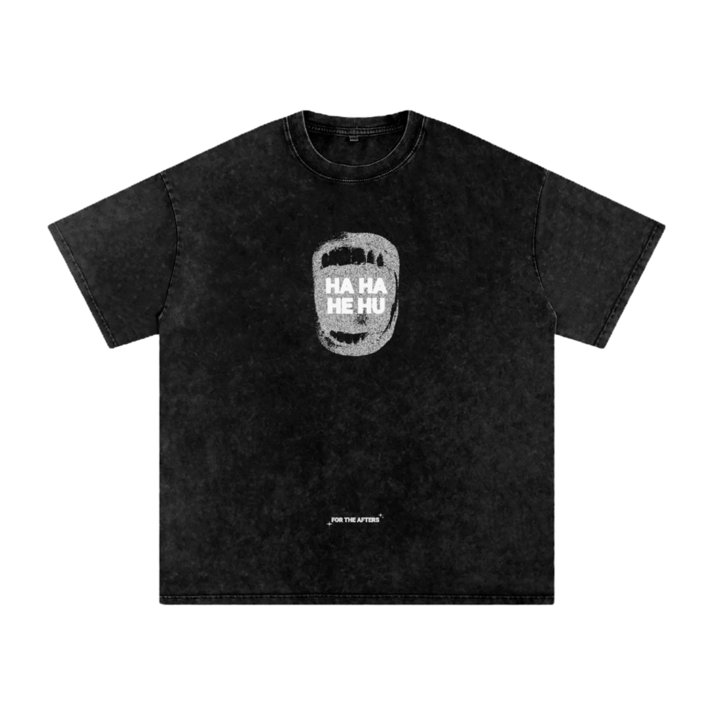 HA HA HE HU | Acid Wash Oversized T-Shirt (Black)