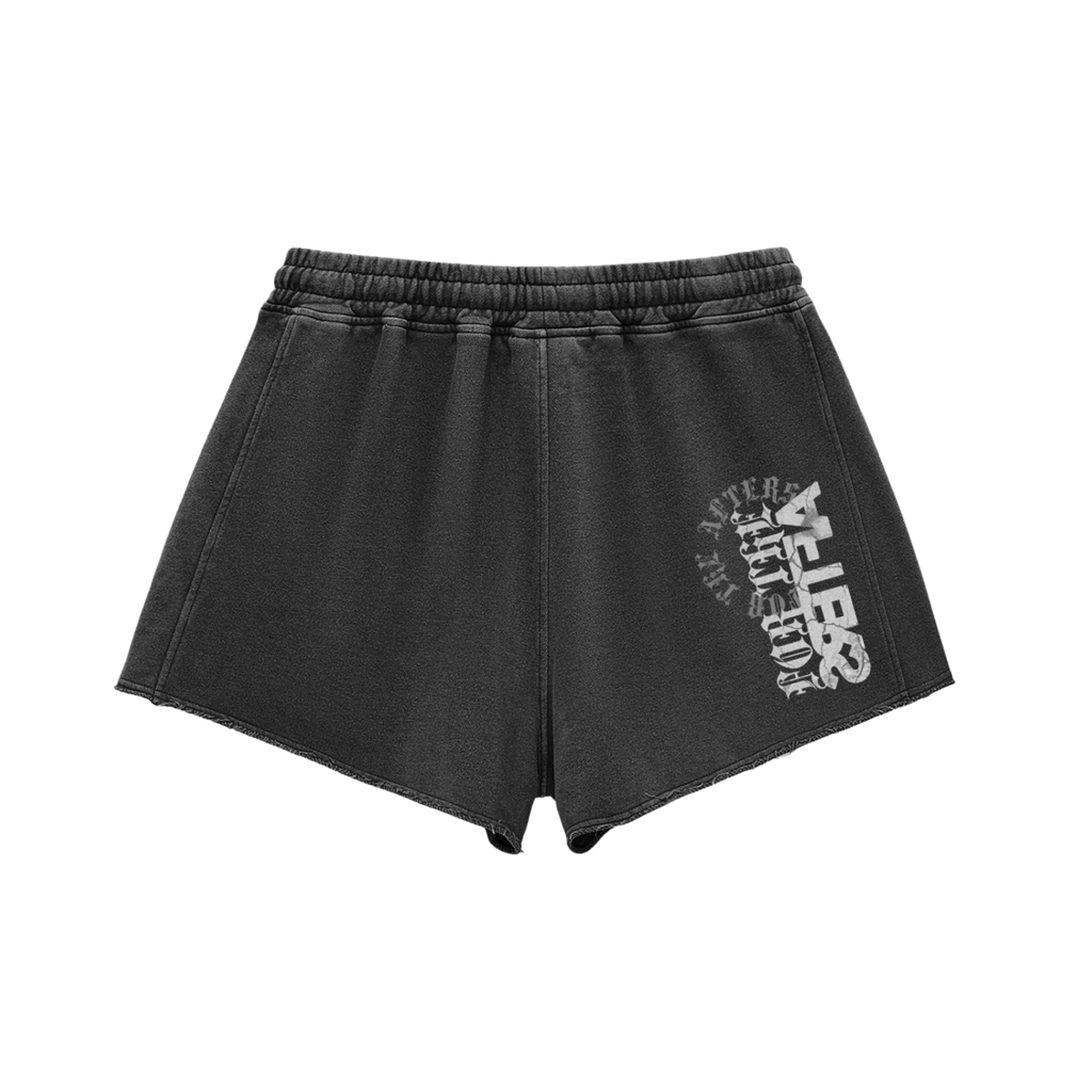 For the Bad@ss | Acid Washed Raw Edge Drawstring Shorts
