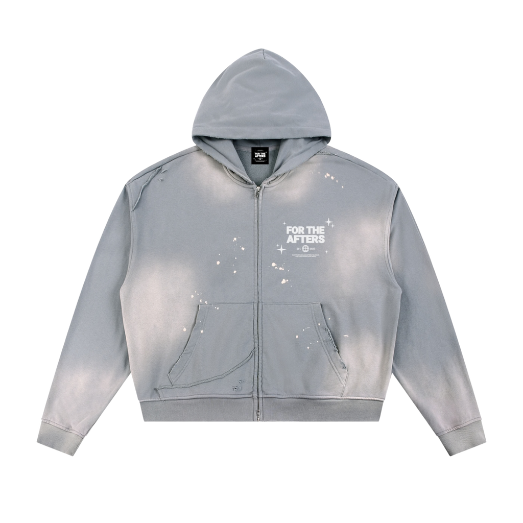 Conçu pour le chaos | Sweat à capuche double zip à bords effilochés Sun Fade