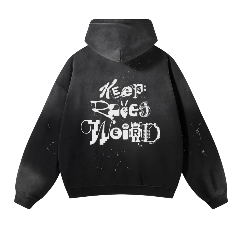 Keep Raves Weird | Vintage Washed Frayed Fleece Hoodie
