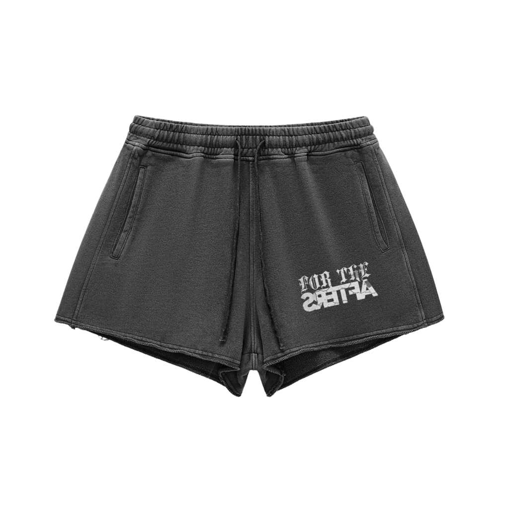 For the Bad@ss | Acid Washed Raw Edge Drawstring Shorts