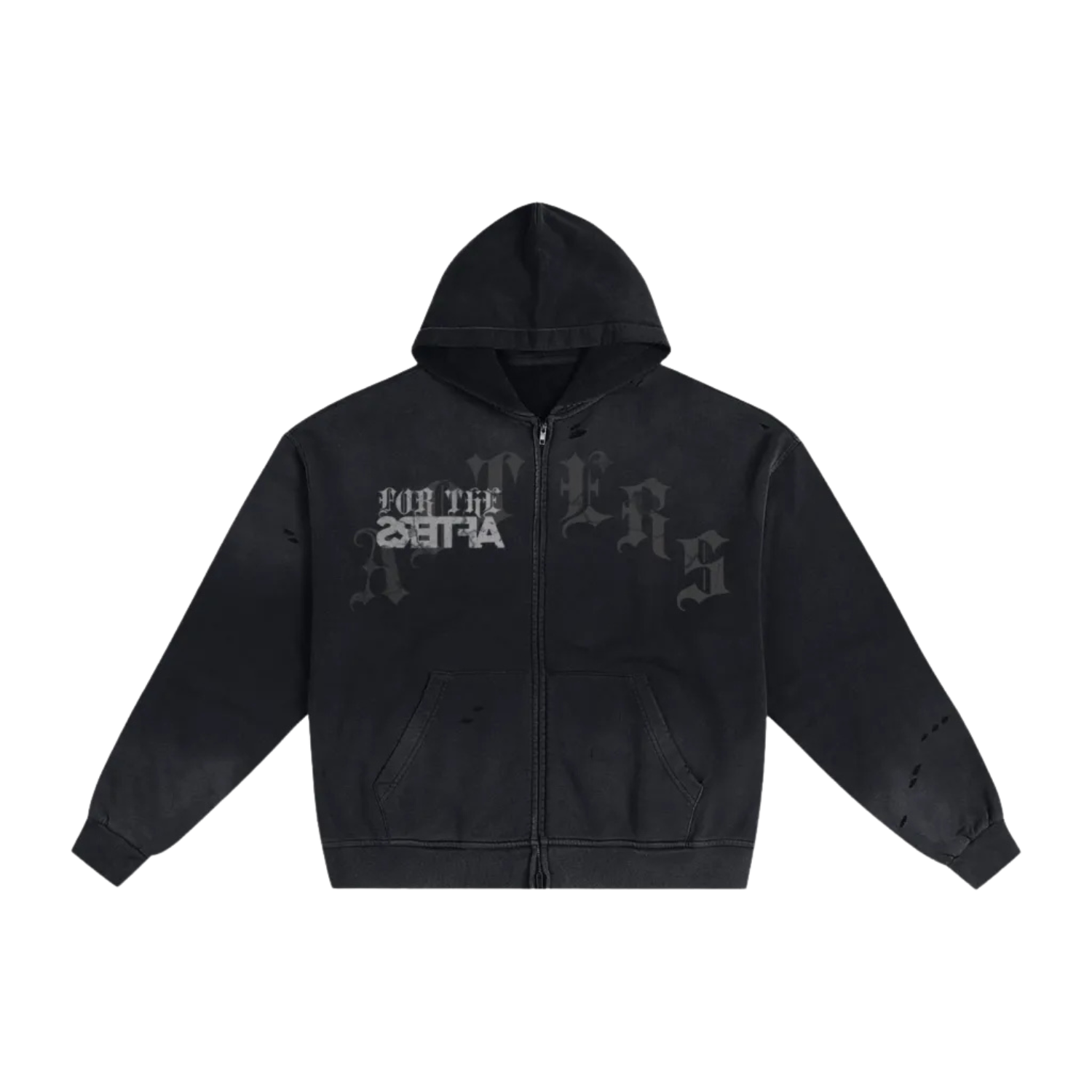 For the Bad@ss | Hand-Frayed Sunfade Double Zip Hoodie