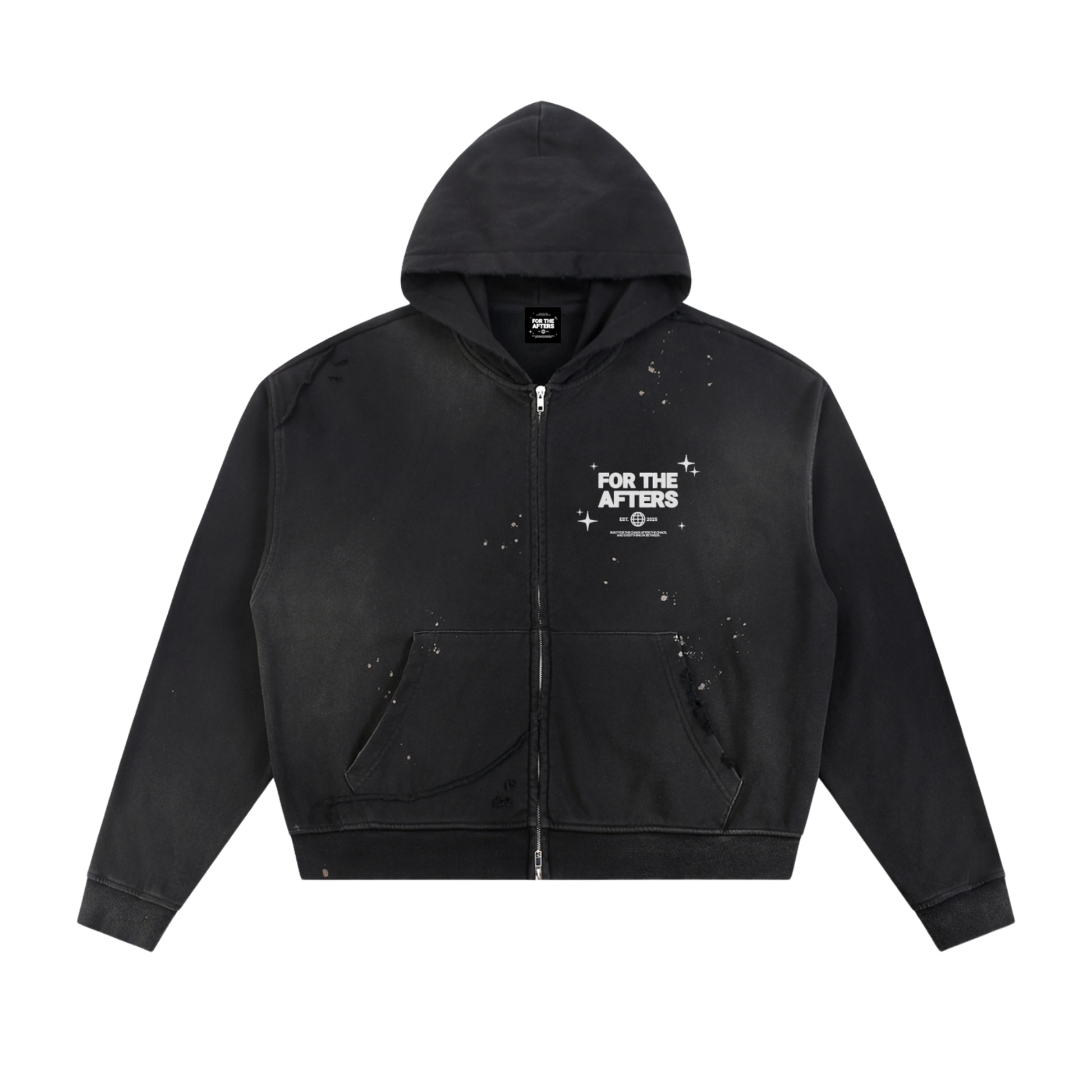 Conçu pour le chaos | Sweat à capuche double zip à bords effilochés Sun Fade