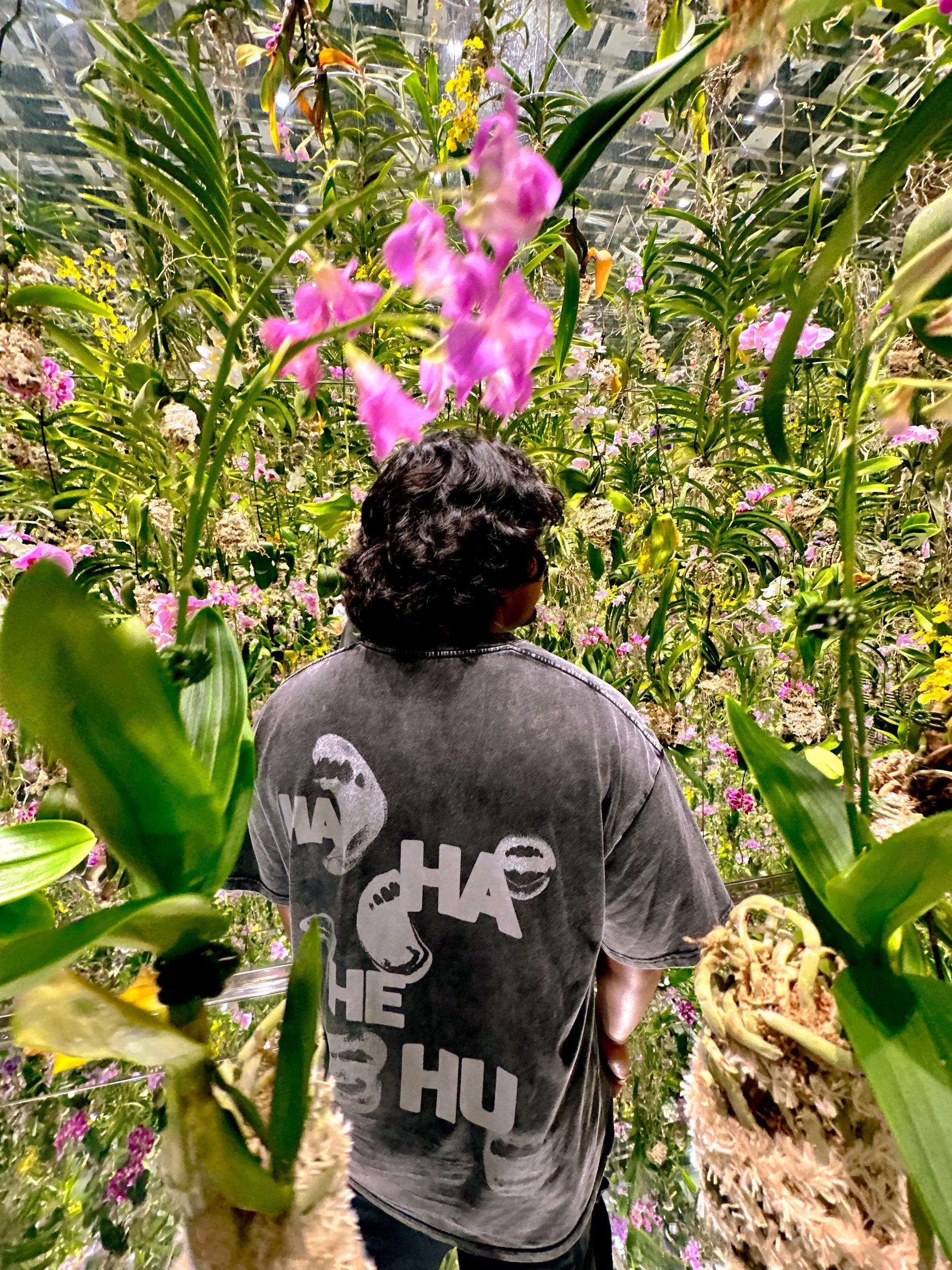 HA HA HE HU | Acid Wash Oversized T-Shirt (Black)